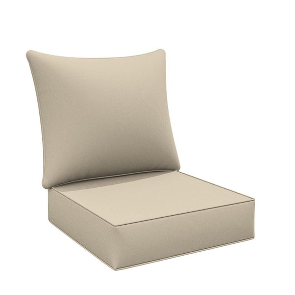 WNP 24 in. x 24 in. Deep Seat Outdoor Lounge Cushion with Backrest, Premium Waterproof Patio Furniture Cushions Cream