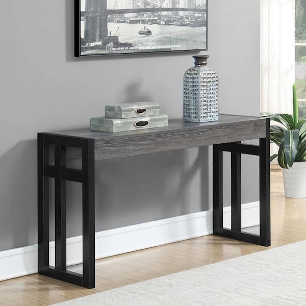 HOME IMPORTS EMPORIUM 49.5 in. Weathered Gray/Black Frame Rectangle Wood Console Table