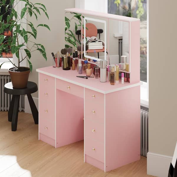 Pink wooden dressing table discount