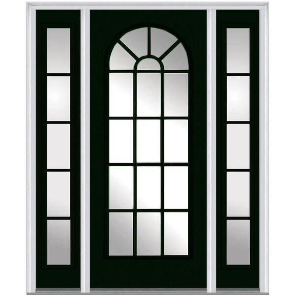 MMI Door 64.5 in. x 81.75 in. Classic Right-Hand Inswing Full Lite Round Top Clear Painted Steel Prehung Front Door w/ Sidelites