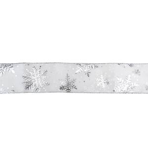 Wired Christmas Ribbon With Rose Gold AB Snowflakes Tree Iridescent Snowflake