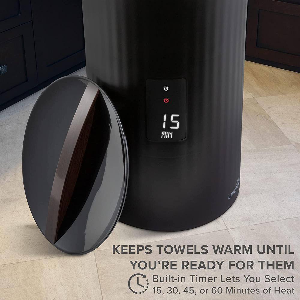Black LED Display Bucket Style Towel Warmer with Adjustable Timer