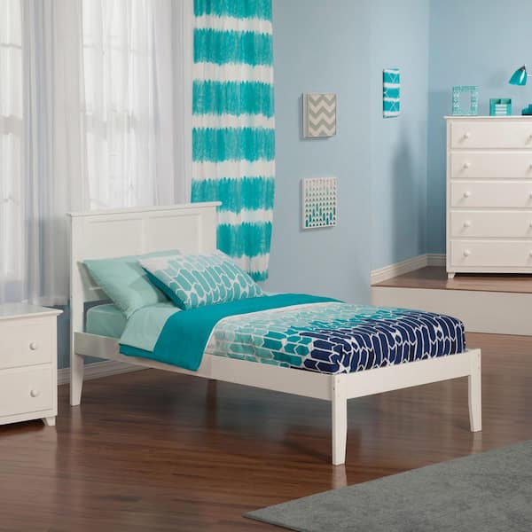 Madison White Twin XL Platform Bed with Open Foot Board