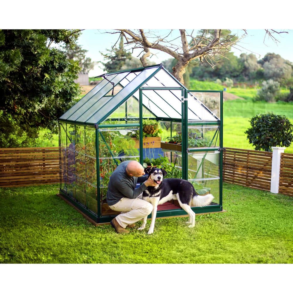 Hybrid Green Polycarbonate and Aluminum Walk-In Greenhouse