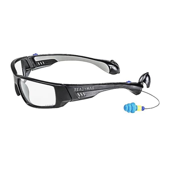 SoundShield Pro Series 1 Safety Glasses Black Frame Clear Lens with Built In NRR 27 db TPR PermaPlug Earplugs