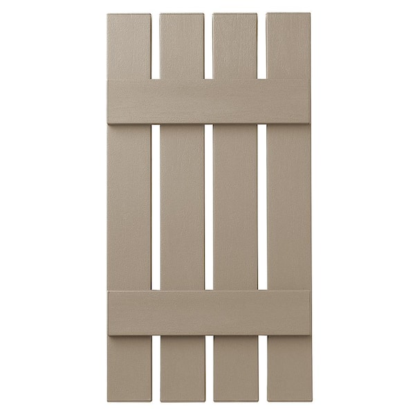 Ply Gem 16 in. x 39 in. Polypropylene 4-Board Open Board and Batten Shutters Pair in Pebblestone Clay