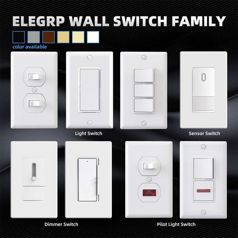 White Single Pole Rocker Light Switch with Pilot Light, 2-Pack