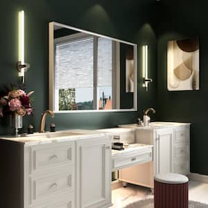 40 in. x 30 in. Retangular Framed Wall Bathroom Vanity Mirror Decor Mirror in Glossy White