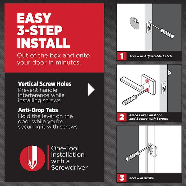 Kwikset Halifax Square Matte Black Bed/Bath Door Lever with Lock (4-Pack)