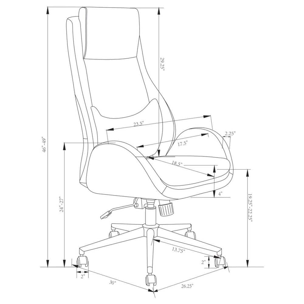 Gray Leatherette and Fabric High Back Executive Chair with Adjustable Arms
