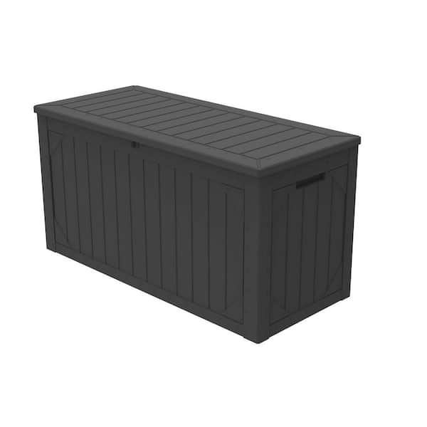 100-gal. Outdoor Resin Deck Box with Lockable Lid, Waterproof Patio Storage Container for Cushions, Garden Tools