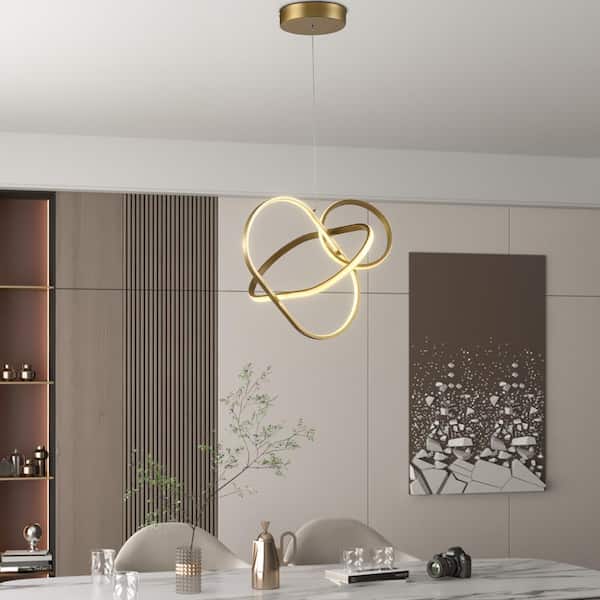 Boston 40-Wattegrated Integrated LED Gold/White Geometric Chandelier