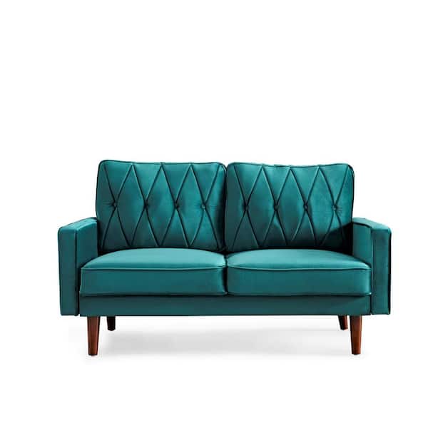 US Pride Furniture Feemster 57.5 in. Wide Velvet Tufted Cushion Back 2-Seater Loveseat, Green