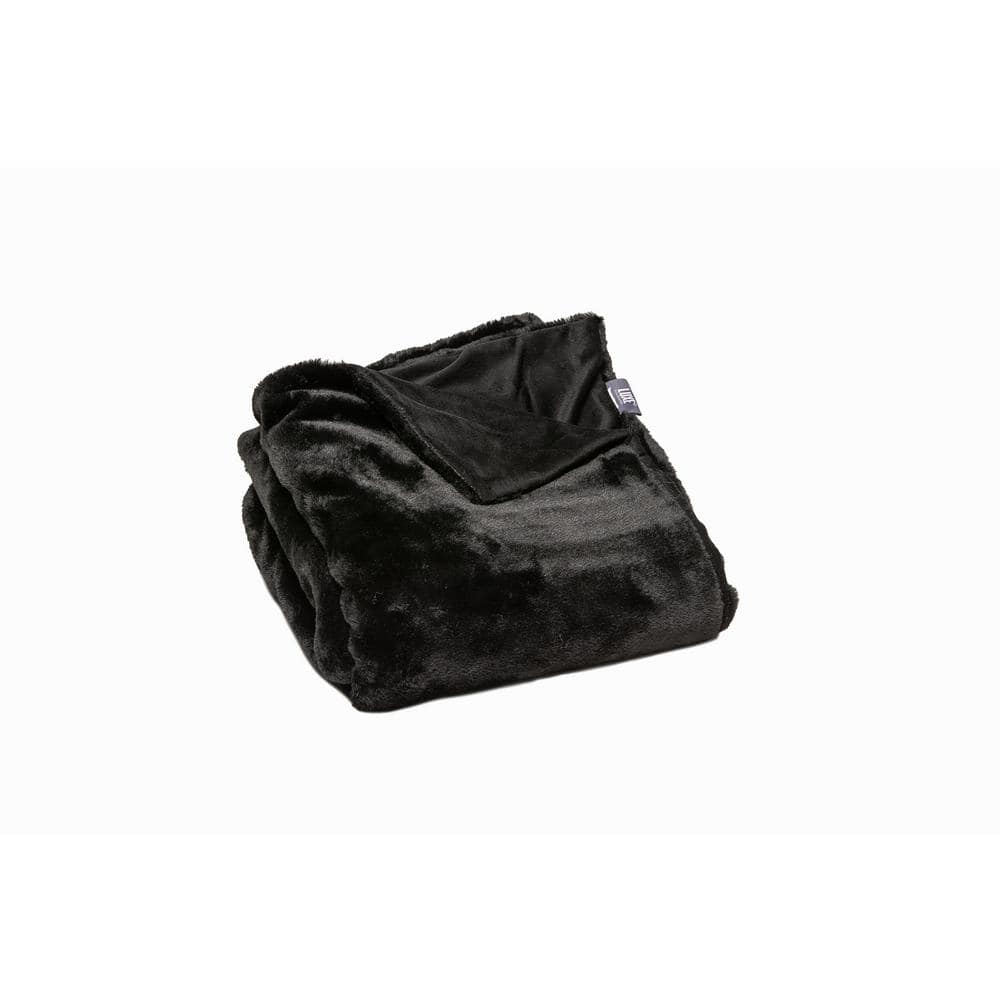 Luxe Faux Fur Limited Faux Fur Throw Black 50 in. x 60 in. 676685051646 -  The Home Depot