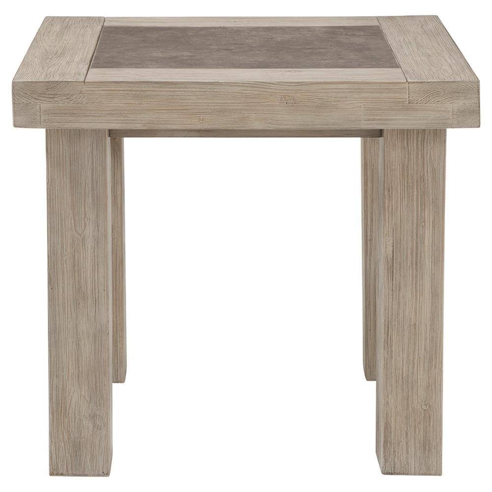 Contemporary Brown Pine Wood End Table with Grain Details