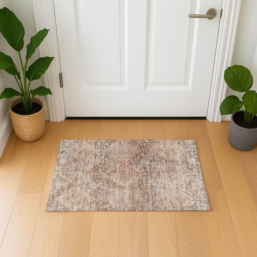 Mayfield Premium Machine Washable Abstract AMF1745 Copper 2 ft. x 3 ft. Area Rug price history on PriceWatchPro