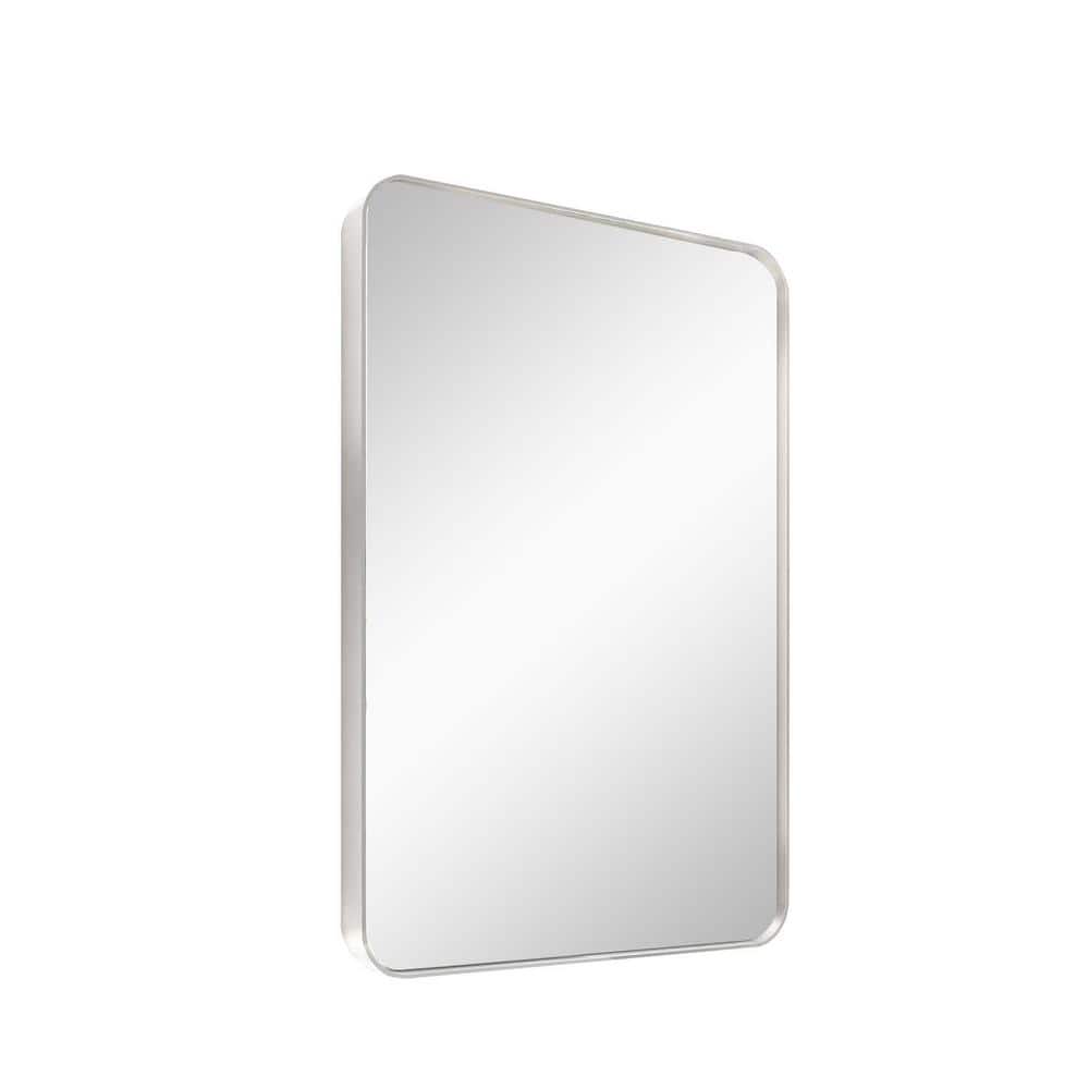Silver 22 in W x 32 in. H Rectangular Metal Framed Mirror