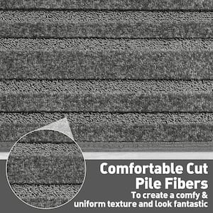 Rectangular Gray 9.5 in. x 30 in. x 1.2 in. Bullnose Indoor Non-slip Carpet Stair Tread Cover Tape Free (Set of 14)