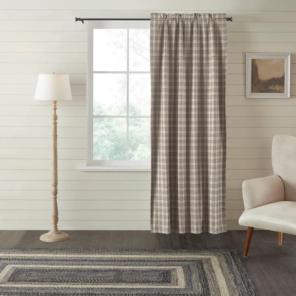 VHC BRANDS Sawyer Mill Charcoal Plaid 40 in. W x 84 in. L Blackout Curtain