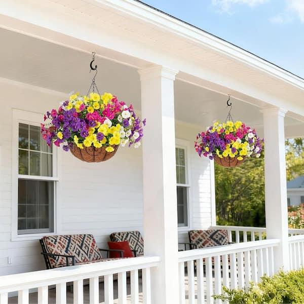 20.5 in. Multi-Colored Outdoor Artificial Hanging Flowers with