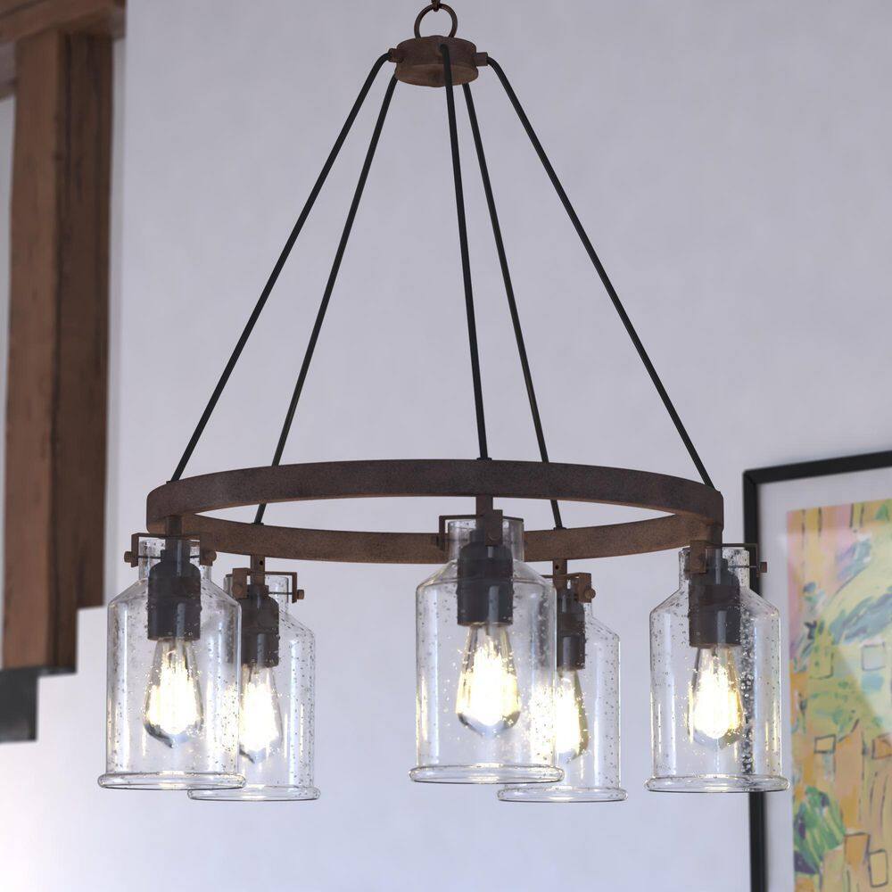 Milone Rustic Bronze 5-Light Chandelier
