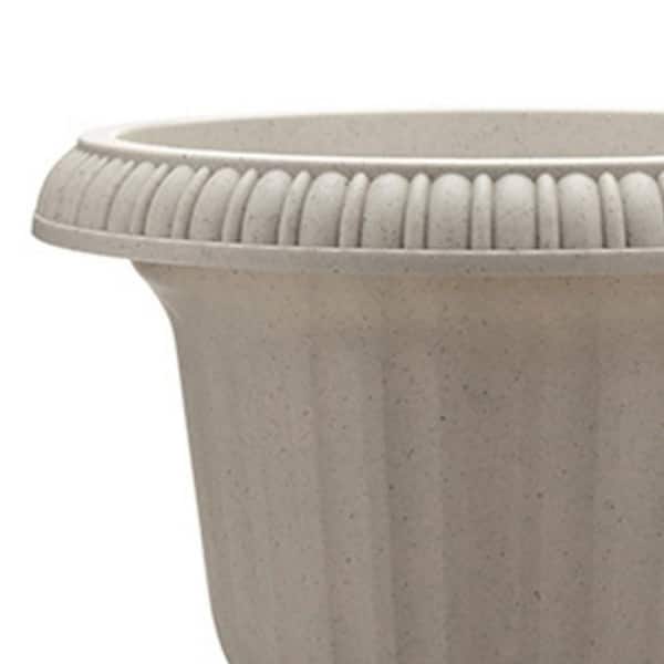2 Pack of 12 Inch Light Stone Taupe Classic Urn Plastic Planter for Indoor and Outdoor Use 2 Pack of 12 Inch Light Stone Taupe Classic Urn Plastic Planter for Indoor and Outdoor Use