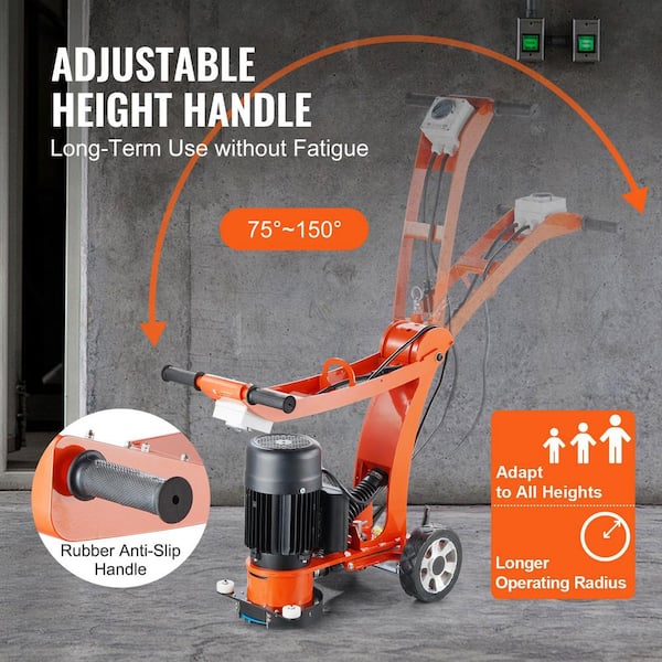 Electric Concrete Floor Grinder 7 in. Walk-Behind Grinder 1.7HP Regulator Concrete Floor Polisher 1300W Grinding Machine