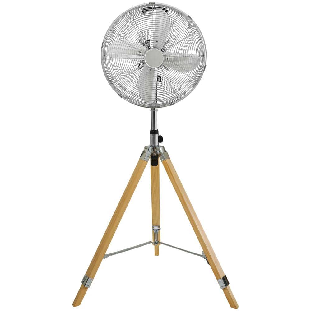 Retro Tripod Style 16 in. 3 fan speeds Pedestal Fan in Silver with Adjustab
