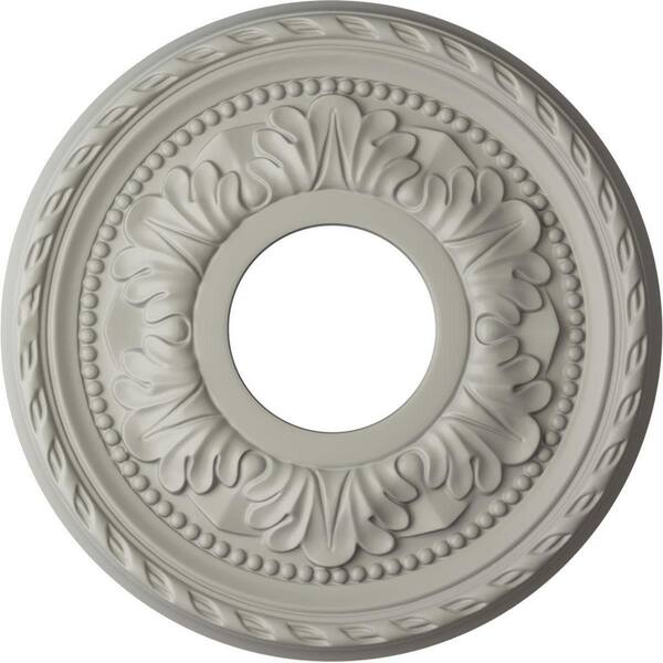 Ekena Millwork 7/8 in. x 11-3/8 in. x 11-3/8 in. Polyurethane Palmetto Ceiling Medallion, Pot of Cream