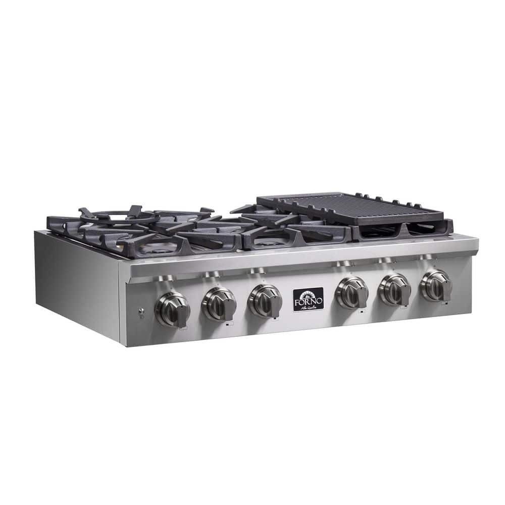 36" Stainless Steel 6 Burner Propane Gas Rangetop