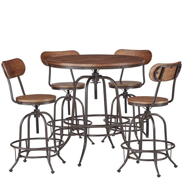 HomeSullivan Olson 5-Piece Brown Bar Table Set