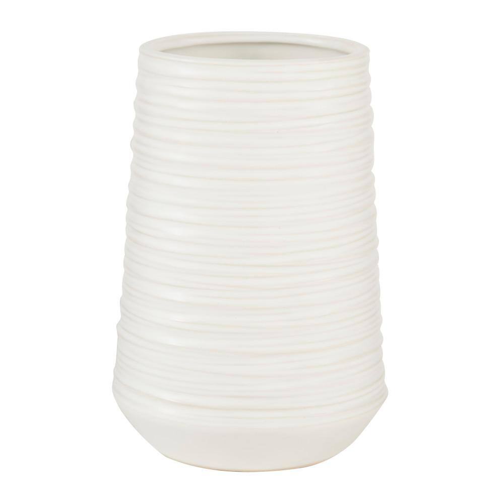 7" White Ribbed Porcelain Vase