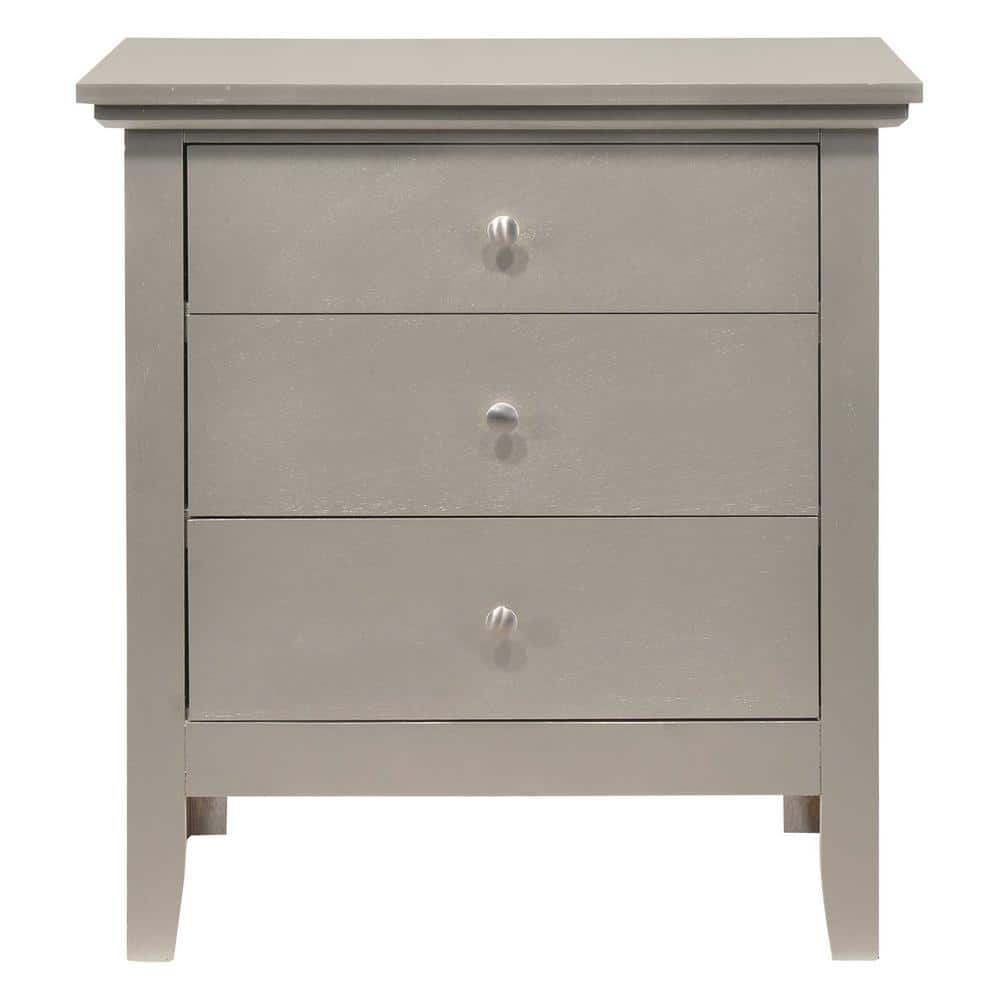 Hammond Silver Champagne 26" Wood 3-Drawer Nightstand