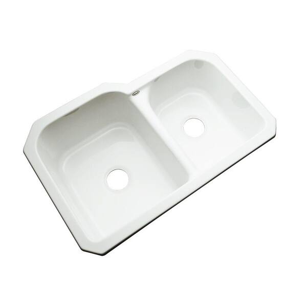 Thermocast Cambridge Undermount Acrylic 33 in. 0-Hole Double Bowl Kitchen Sink in White