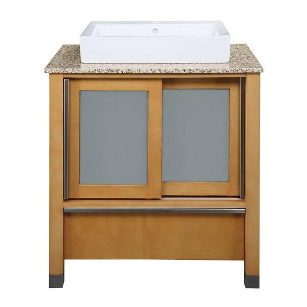 DECOLAV Tyson 31 in. W x 22 in. D x 32 in. H Vanity in Maple with Granite Vanity Top in Carmelo and Lavatory in White