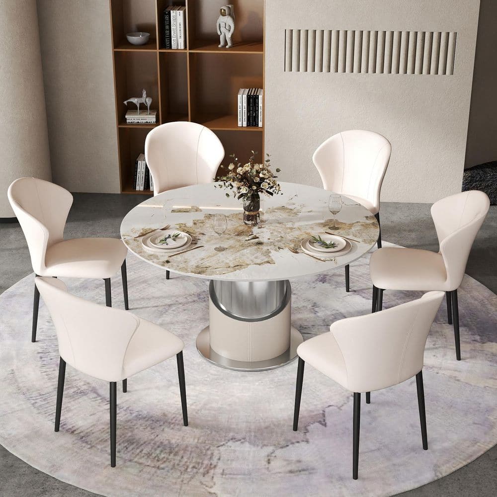 Magic Home 53 in. Pandora Round Sintered Stone Tabletop with