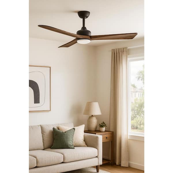 Sculpt 60 in. Integrated LED Indoor/Outdoor Matte Black Ceiling Fan with Wall Switch