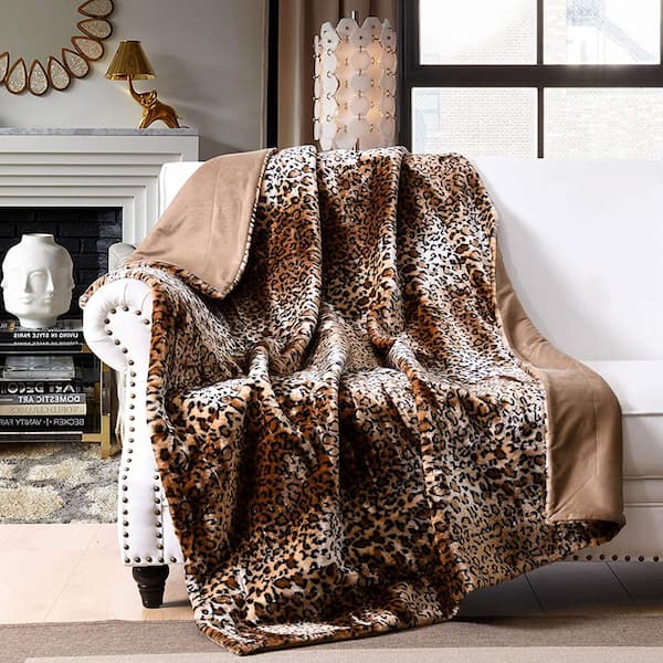 MarCielo Leopard Print Faux Polyester Throw Blanket TH52 - Depot
