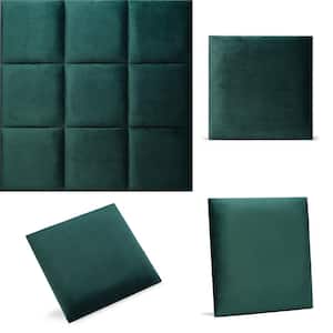 1.38 in. x 12 in. x 12 in. Luxury Velvet 2-Piece Decorative Wall Panel in Green (2-Pack)