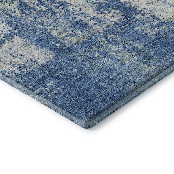 Mayfield Premium Machine Washable Abstract AMF940 Denim 2 ft. x 3 ft. Area Rug