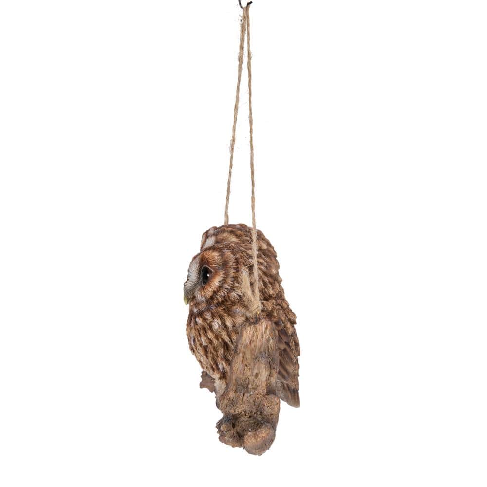 Hanging Baby Owlets on Brown Resin Branch Statue