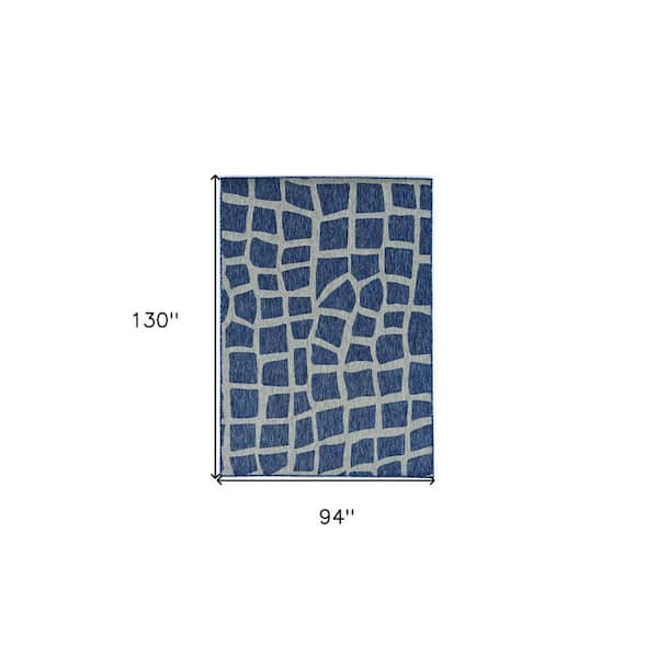 Blue, Gray 8 ft. x 11 ft. Woven Polypropylene Rectangle Indoor/Outdoor Area Rug