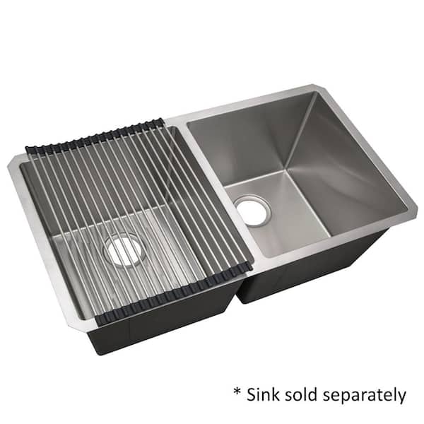 KRAUS Workstation Kitchen Sink Dish Drying Rack Drainer and Utensil Holder in  Stainless Steel KDR-3 - The Home Depot