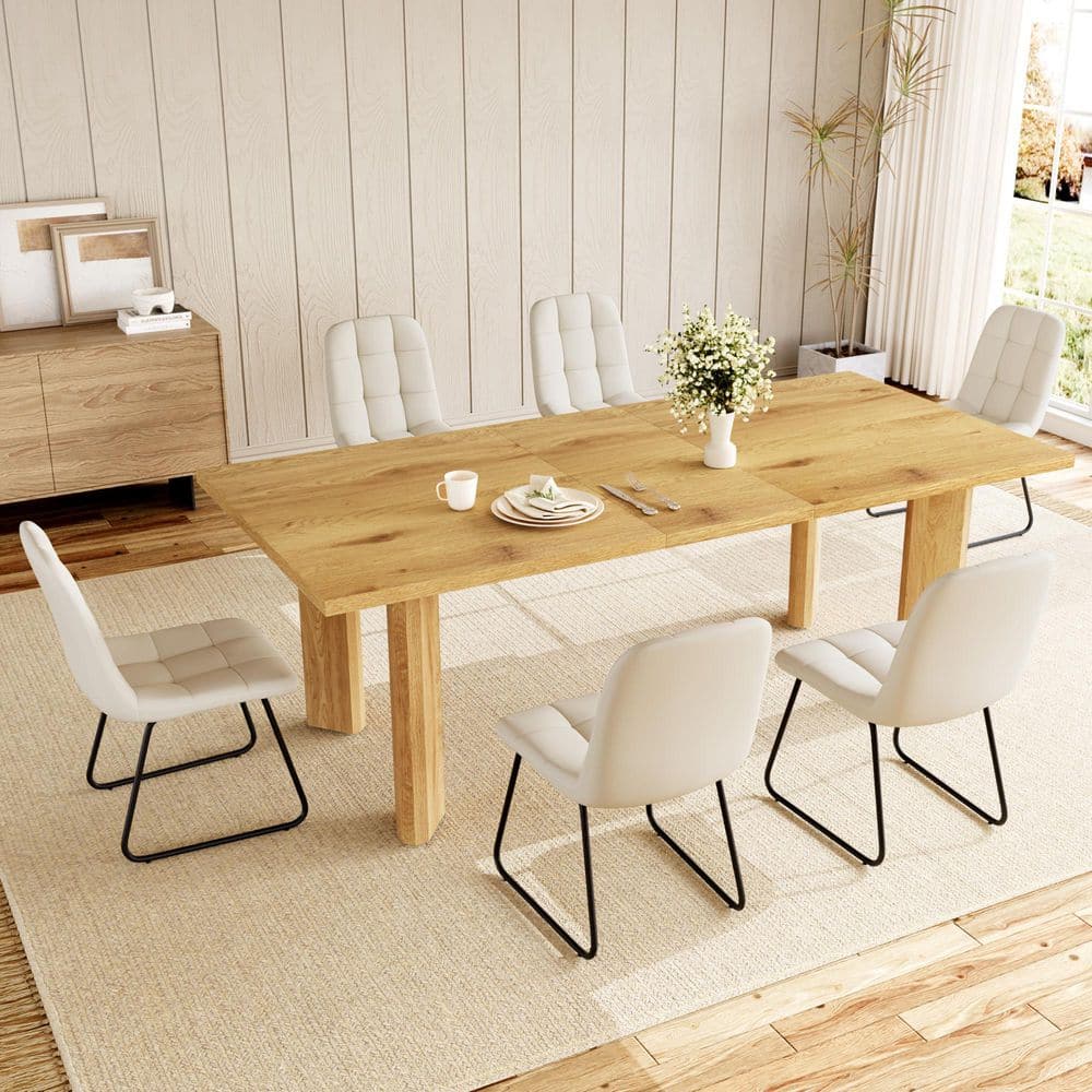 Go Janel GOJANE Modern 7-Piece Extendable Rectangle Oak MDF Top Dining Room Set ...