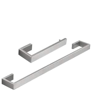 Wall Mounted 2-Piece Bath Hardware Set with Towel Bar Hand Towel Holder Stainless Steel Towel Holder in Brushed Nickel