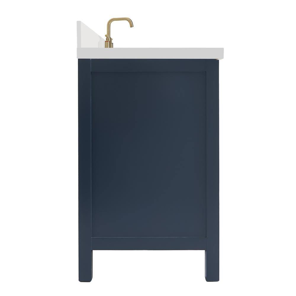 Midnight Blue 43" Freestanding Vanity with White Quartz Top