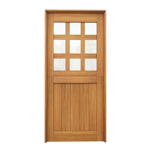 ARK DESIGN 30 in. x 80 in. Fir Universal 9-Lite Clear Glass Unfinished Dutch Door Wood Single Prehung Interior Door with Jamb