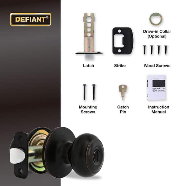 Defiant Hartford Aged Bronze Bed/Bath Door Knob 32TGX710B - The