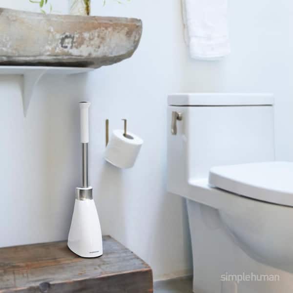 Toilet Plunger and Brush Set with Magnetic Caddy, White