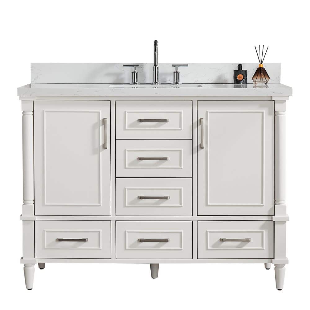 48 in. Freestanding White Bath Vanity with White Solid Surface Top Assembled price history on PriceWatchPro
